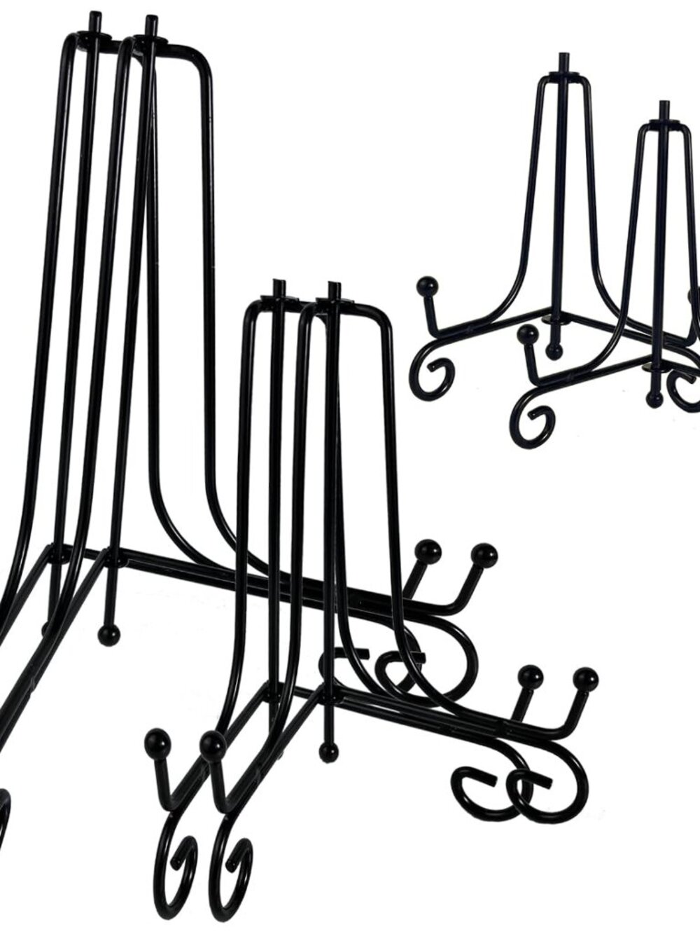 6PCS 3 Size Black Iron Plate Stands for Display - 4, 6, 8 Inch Decorative Metal